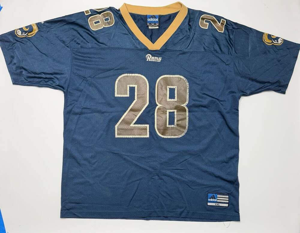 Vintage Adidas St. Louis Rams Marshall Faulk #28 NFL Jersey XXL